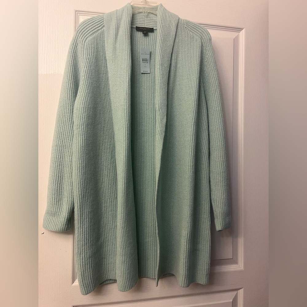 New with Tag. Ann Taylor Mint Green Open Cardigan Small Petite - Picture 2 of 5